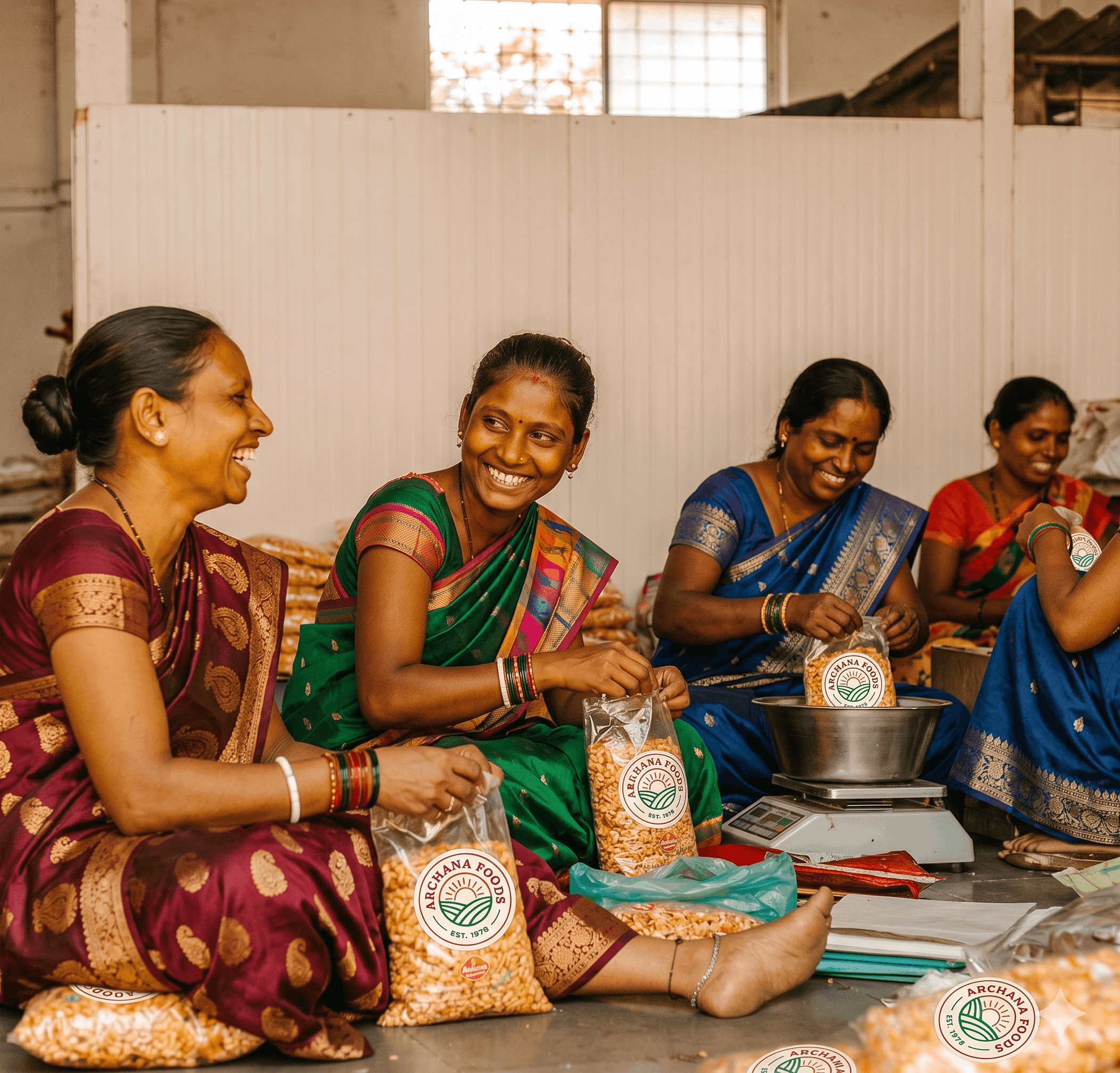Women's group packing with care